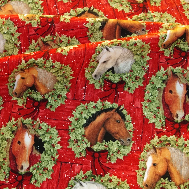 

108cmx100cm Cotton Fabric - garlands and horse