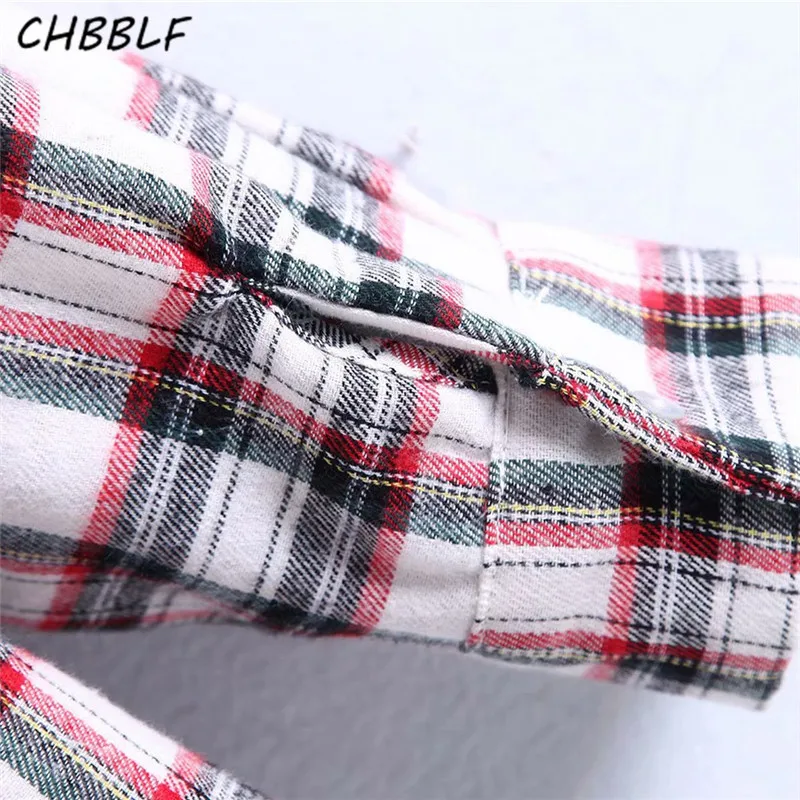 CHBBLF Женская кружевная Лоскутная Клетчатая блуза с разрезом по бокам длинным