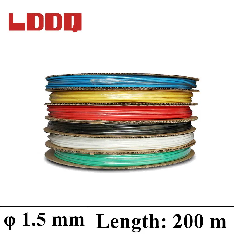 LDDQ 1.5mm 200m כבל שרוול חום לכווץ צינור הצטמקות Ratio2:1 600 & 1000v חום לכווץ צינורות שבעה צבעים כדי לבחור