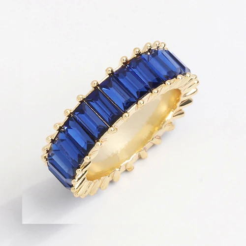 blue Хорошее качество, 9 цветов, Стерлинговое Серебро, 925 тонкая линия, микро проложить cz вечность, стек, 925 серебро, радужные cz кольца - Цвет основного камня: blue
