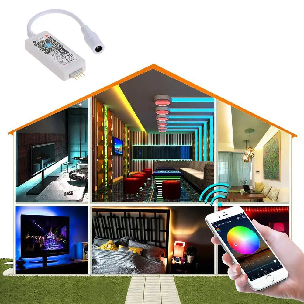 Мини WIFI RGB/RGBW контроллер полосы музыкальный от Amazon Alexa Google домашний телефон для