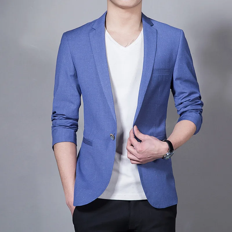 1 шт. Для мужчин большие размеры Блейзер Куртки осень 2017 г. смешанный хлопок с