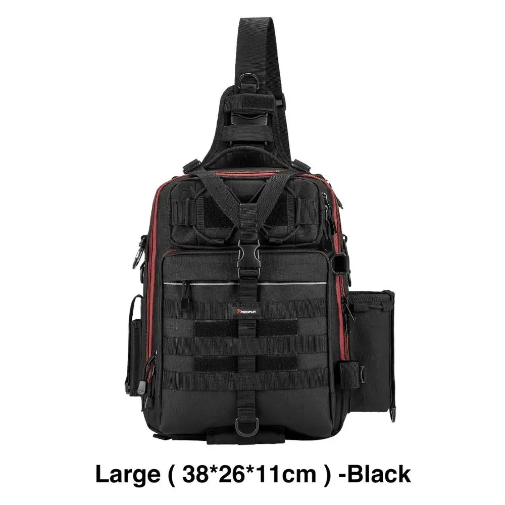 Large Black Piscifun, сумка для рыболовных снастей, водонепроницаемый нейлон, 2 размера, на одно плечо, рюкзак, сумка для рук, на грудь, на открытом воздухе, для кемпинга, походов, охоты - Цвет: Large Black