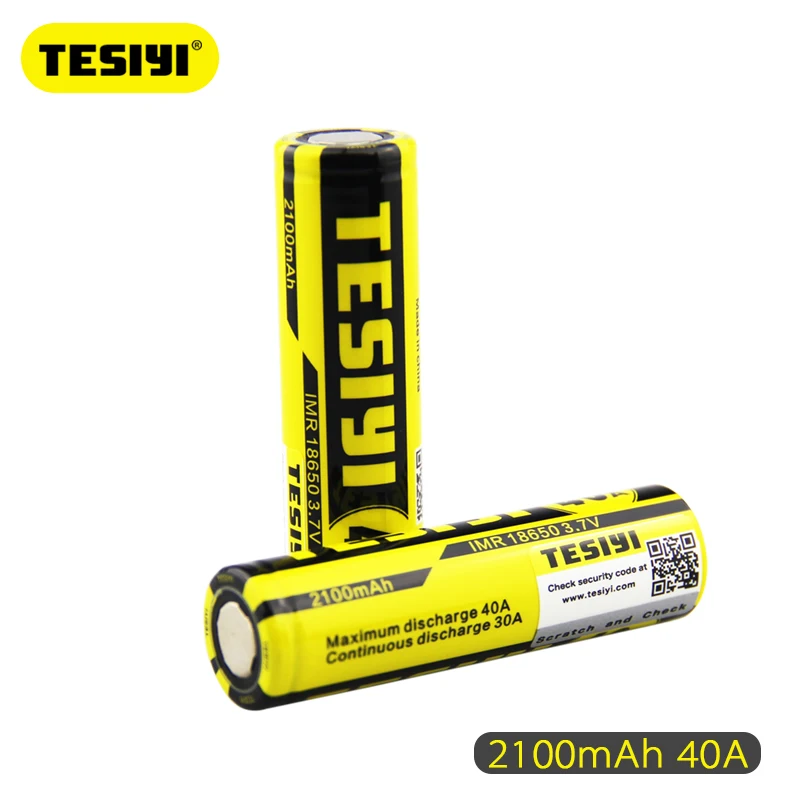 2 шт./компл. TESIYI ICR 18650 батарея 3,7 V 2100mah 40A желто-черный перезаряжаемый литий-ионный Vape электронные сигареты батареи питания