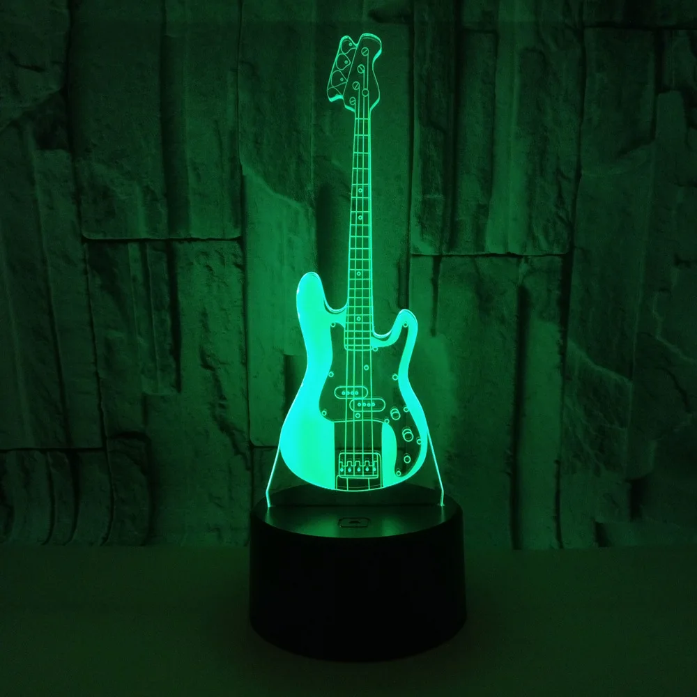 LED гитара 3D ночник акриловый USB цветной пульт дистанционного управления иллюзия