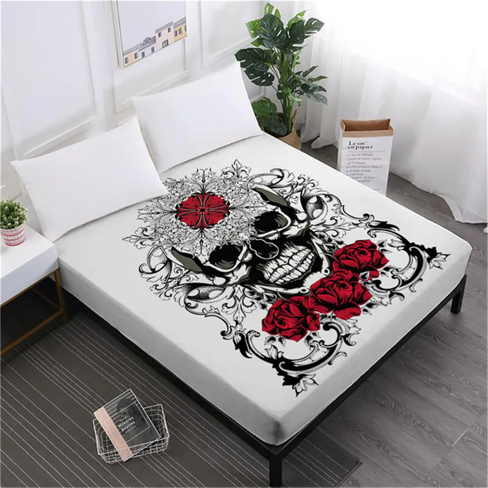 DCL-AS113-A Boho Tribal Sugar Skull простыни с цветочным принтом простыни для Хэллоуина с принтом скелета постельное белье Мягкий чехол на матрас D30 - Цвет: DCL-AS113-A