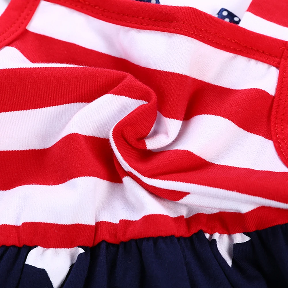 4th of July Детское платье для маленьких девочек звезды американского флага в полоску