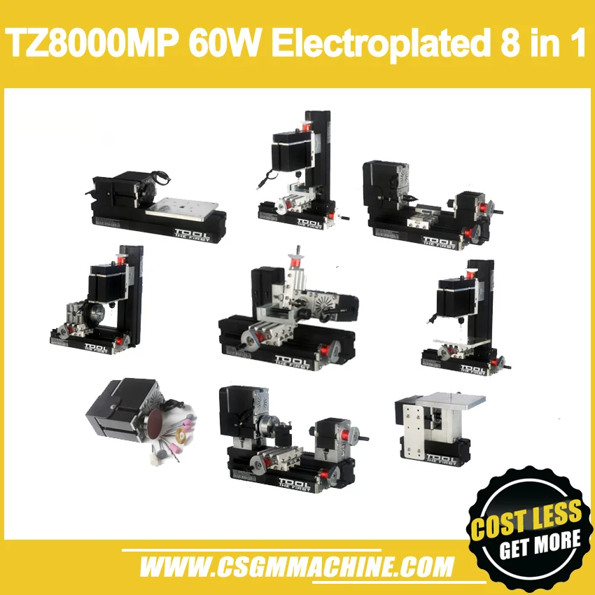 TZ8000MP 60W Гальванизированный Металлический Мини токарный станок 8 в 1/60 W 12000rpm 1