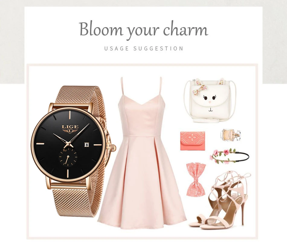 LIGE Top Brand Women Watch Fashion Simplicity Classic Casual Quartz Wtaches Women's Sports Waterproof Watches Relogio Feminino