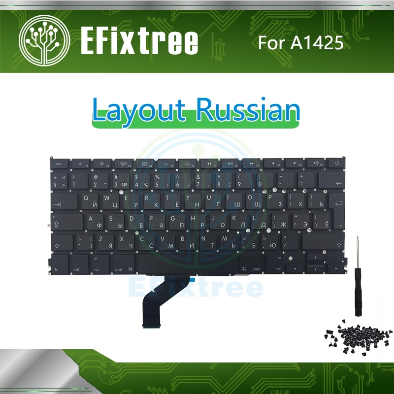 

New Russian Keyboard For Macbook Pro Retina 13" A1425 Layout Keyboard With Screwdriver EMC 2557 EMC 2672 Late 2012 Early 2013