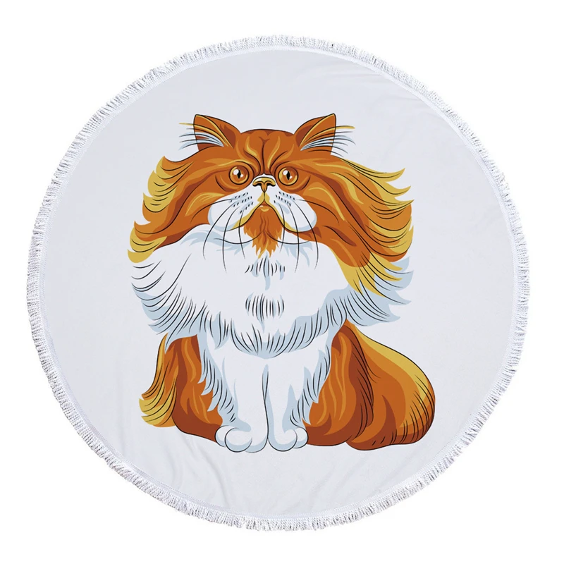 Милый Кот круглое пляжное Полотенца банное полотенце из микрофибры для взрослых