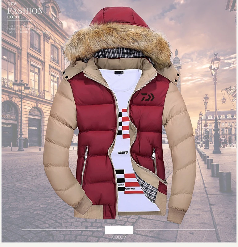 Red Khaki 9 цветов, теплая зимняя одежда для рыбалки, Новое мужское хлопковое пальто, куртка для рыбалки, толстая ветрозащитная спортивная куртка для улицы - Цвет: Red Khaki
