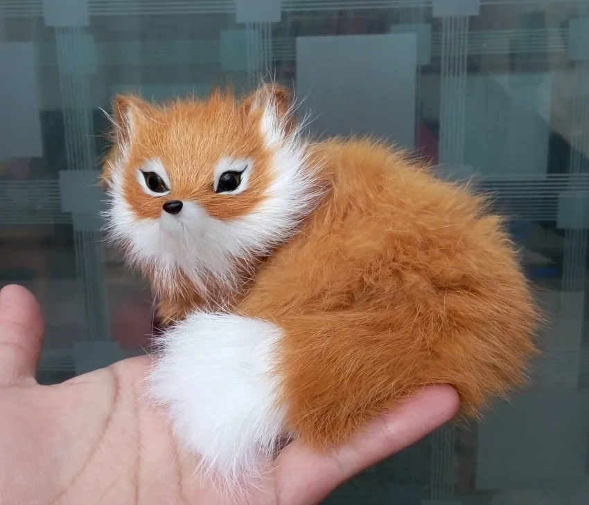 

Simulation yellow fox polyethylene&furs fox model funny gift about 13*12*9.5CM