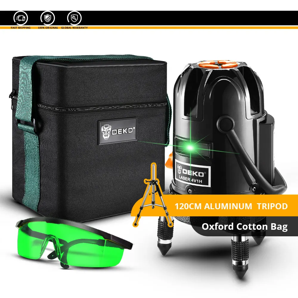 Tripod and Bag Глобальная DEKO DKLL501 самонивелирующаяся 5 линия 6 точек Горизонтальная и вертикальная зеленая лазерная линия 360 градусов регулировка лазерного уровня штатив - Цвет: Tripod and Bag