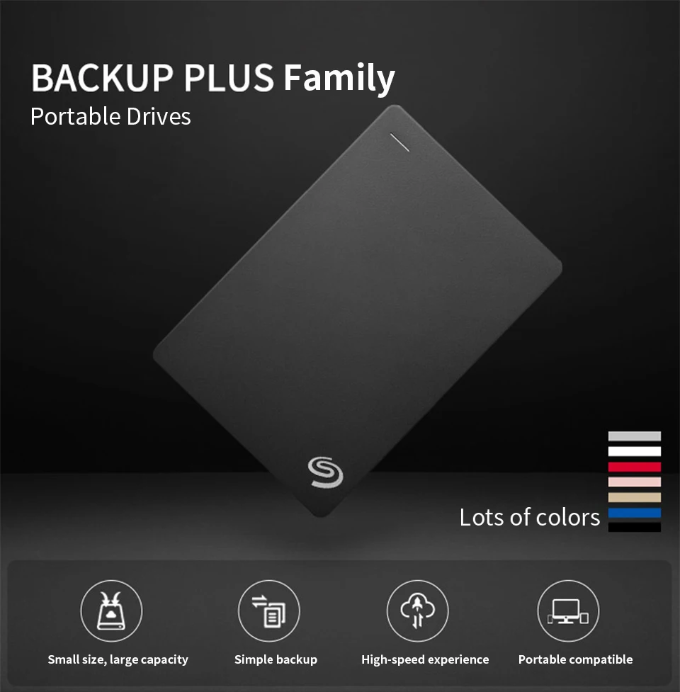 Seagate внешний HDD 1 ТБ Backup Plus тонкий USB 3,0 2," портативный внешний жесткий диск для настольного ноутбука