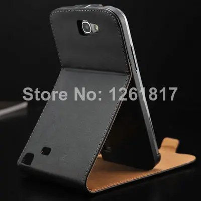 Black Genuine Leather Wallet Stand Case for Samsung Galaxy Note 2 II N7100 Mobile Phone Bag Cover with Card Holder Flip Book| |