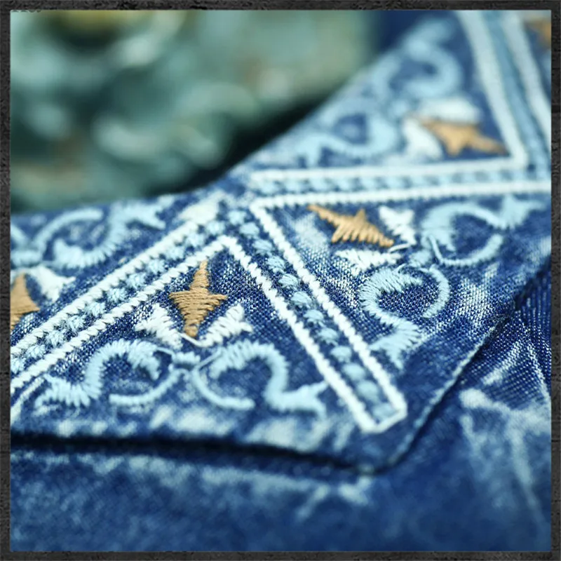 Винтажное хлопковое женское платье Ковбойское с вышивкой Длинные рукавами