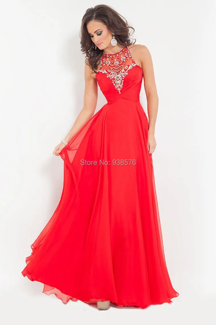 Elegant High Neck Sexy Red Prom Dresses Heavy Beaded Abendkleider 2015 New Arrival Long Party Dress to Income Vestidos De Festa | Свадьбы и