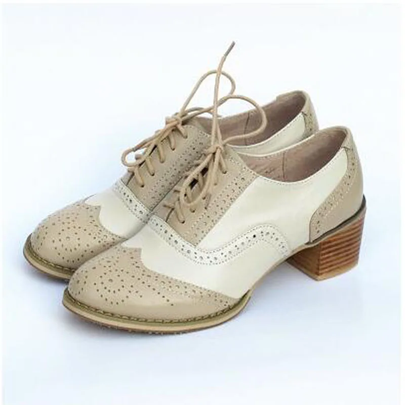 Женская Винтажная обувь с перфорацией типа броги на шнуровке оксфорды массивном