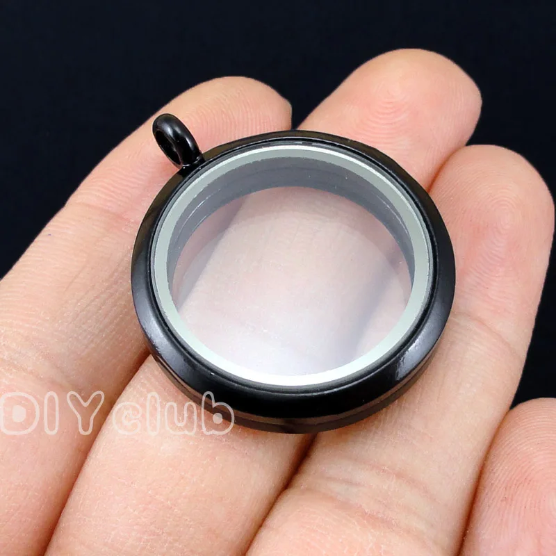 2 шт черный круглый плавающий медальон стеклянный кулон Плавающие стеклянные