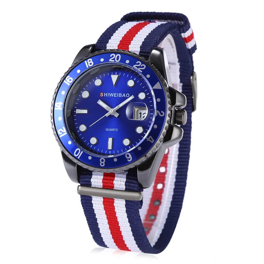 Модные кварцевые часы мужские наручные Классические с тканевым браслетом