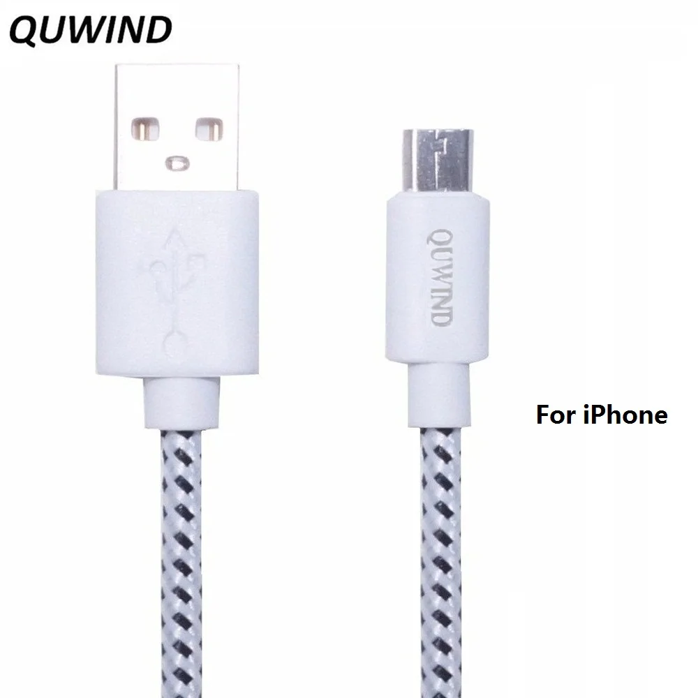 Нейлоновый плетеный кабель QUWIND 1 м 2 8-контактный usb-кабель для зарядки и передачи