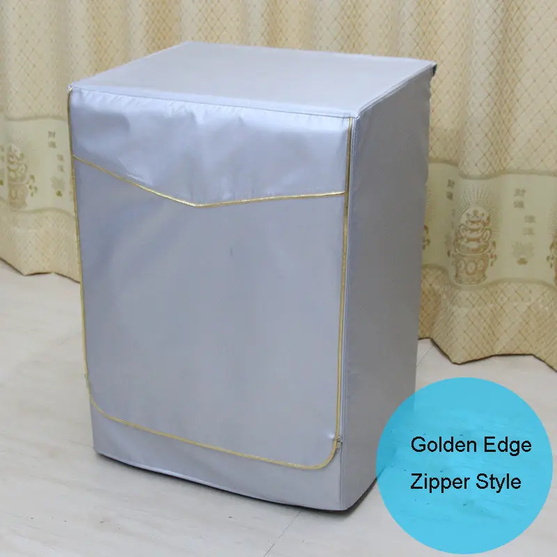 Gold edge Zipper Водонепроницаемый чехол для стиральной машины солнцезащитный крем крышка для стиральной машины сушилка полиэстер серебряное покрытие барабанная машина cubierta lavadora - Цвет: Gold edge Zipper