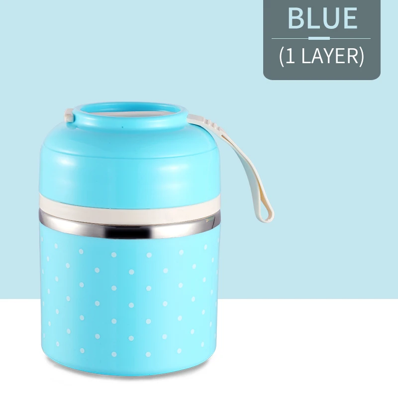 Blue 1 Layers Милый японский тепловой Ланч-бокс герметичный из нержавеющей стали Bento box Дети Портативный Пикник школа пищевой контейнер кухонный принадлежности - Цвет: Blue 1 Layers