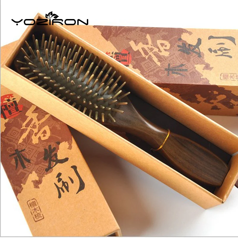 Уход за волосами зеленый сандалового дерева деревянные расчески Air сумка Щетка