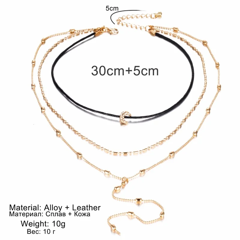 Ожерелье FNIO в богемном стиле с бусинами форме Луны новинка 2018 эффектная