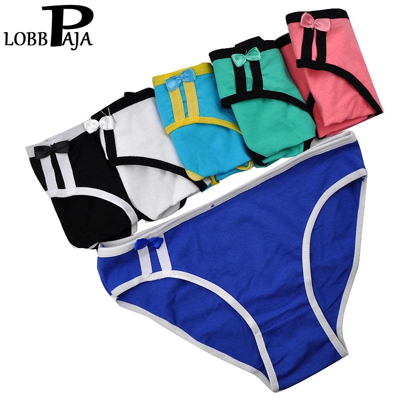 

LOBBPAJA 5 PCS/LOT Women Underwear Cotton Low Waist Solid Cute Bow Ladies Knickers Panties Briefs Lingerie for Woman