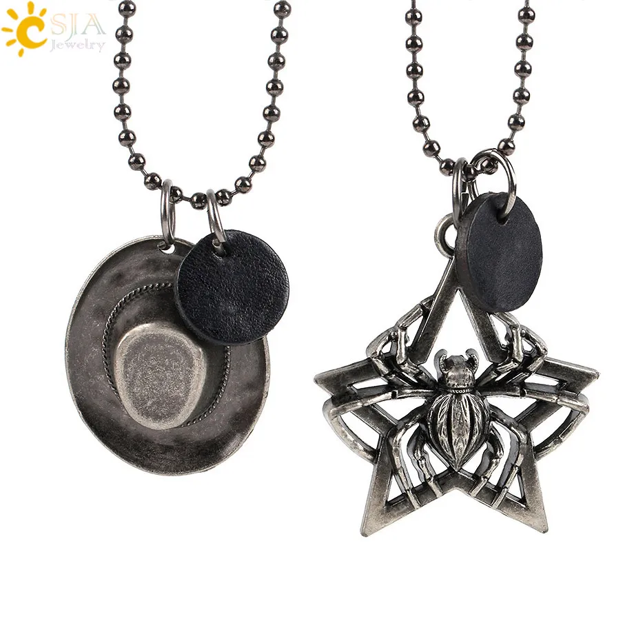 CSJA 2017 женские и мужские ювелирные изделия для панков Длинные ожерелья модная 3D