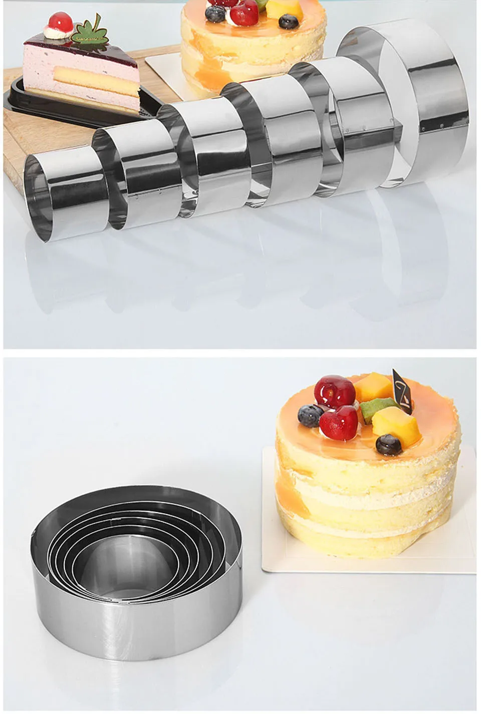 Transhome Mousse Cake Ring 6Pcs Stainless Steel Mousse Mold Cake Mold For Baking Mousse Cake Baking Pastry Tools Bakeware Tools