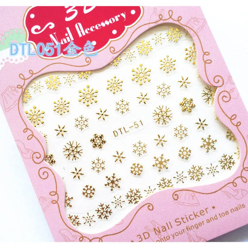 Gold-DTL051 MYBORMULA, 3 листа, золото, серебро, стикеры 3D на ногти Nail Art, снежинка, звезда, сердце, фирменный логотип, украшение для ногтей, Мультяшные клейкие наклейки 49-60 - Цвет: Gold-DTL051