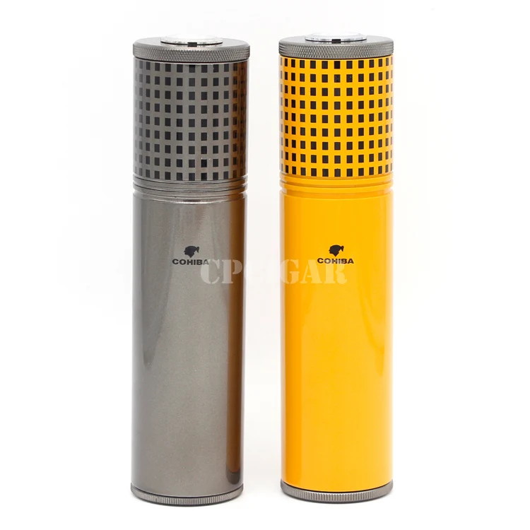 COHIBA аксессуары для сигар металла Портативный портсигар Tube bult в гигрометр