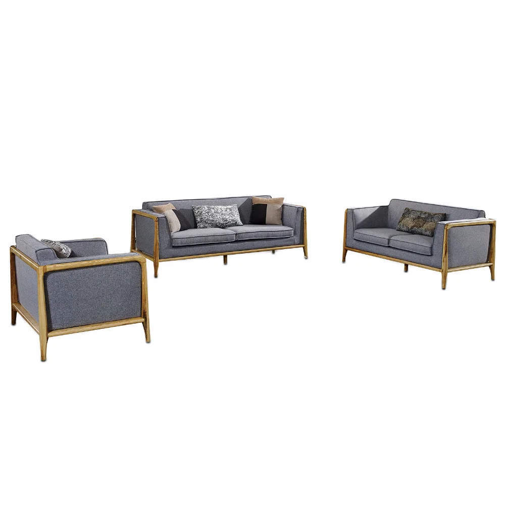 

1801B63 Europe simple style sectional fabric soft comfortable Modern living room furniture solid wood sofa set