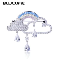 blucome exquisite zircon brooches cloud rainbow water drop shape copper jewelry women girl clothes scarf suit accessories gifts