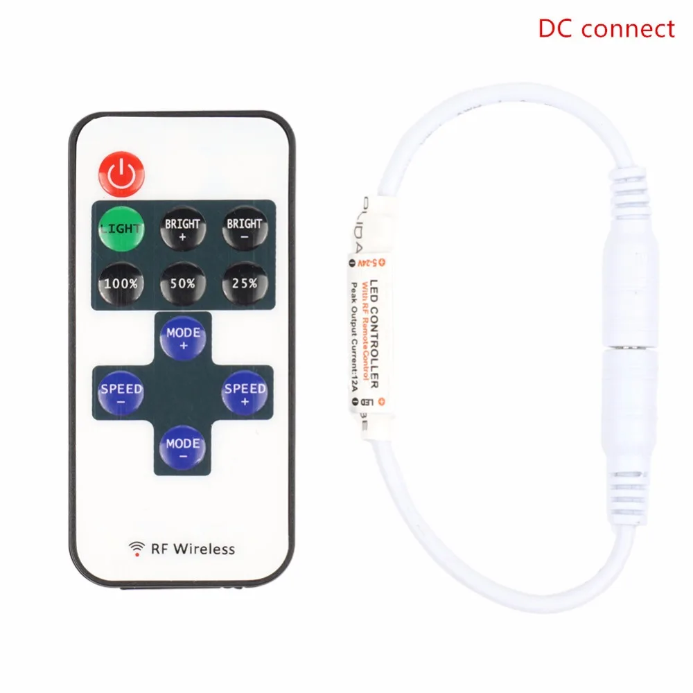RF беспроводной светодиодный контроллер DC5V 24V 12A диммер одноцветная Светодиодная