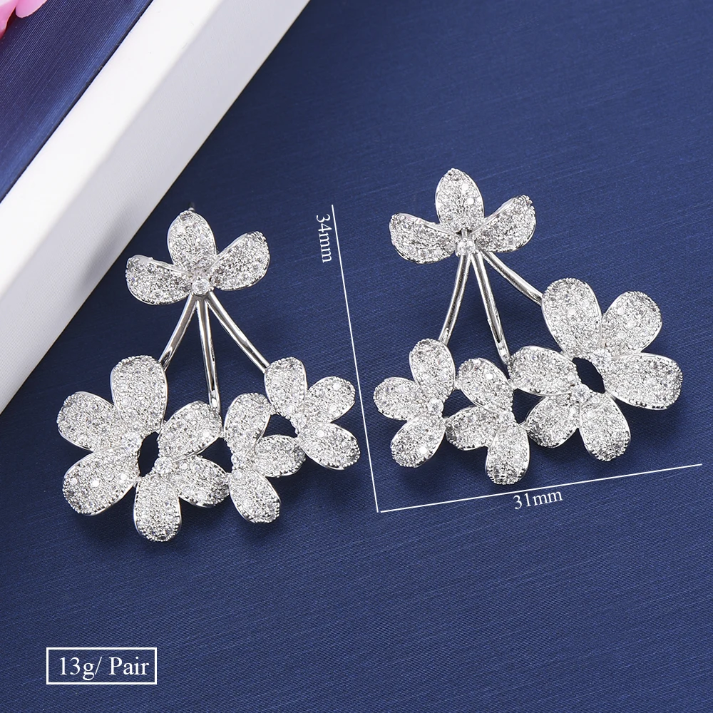 Женские массивные серьги Siscathy с полными цветами 3 тона Дубай ювелирные украшения