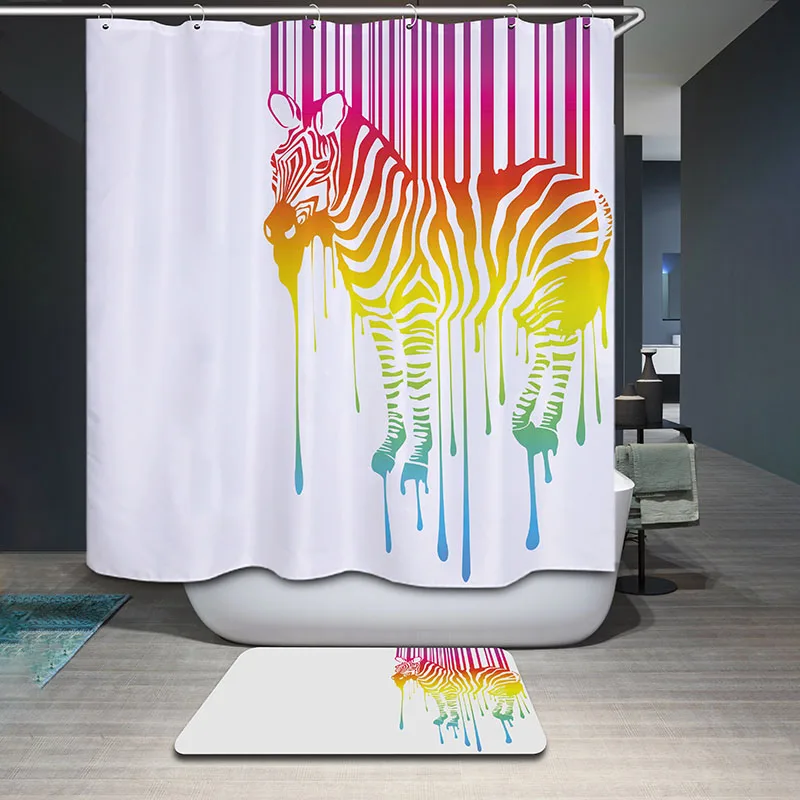 Полиэстер Водонепроницаемый мультфильм Животные панда Павлин Shower Шторы Ванная
