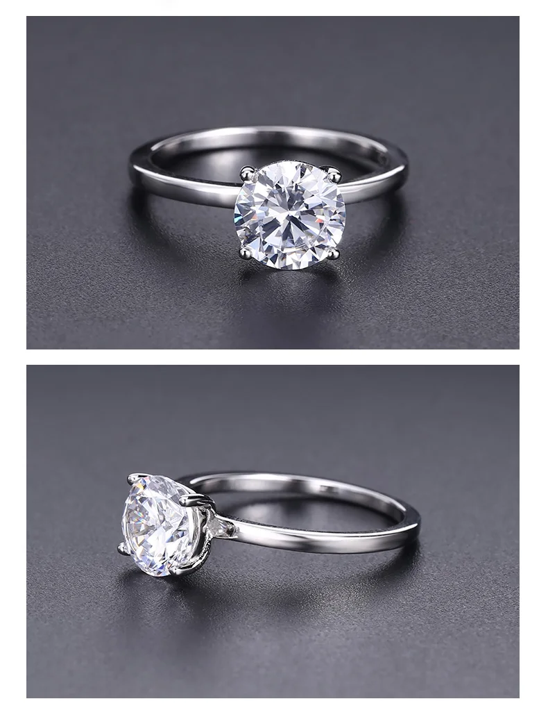 Gem's Ballet 2.57Ct круглое обручальное кольцо с кубическим цирконием, серебряное кольцо из натуральной 925 пробы для женщин, модное ювелирное изделие