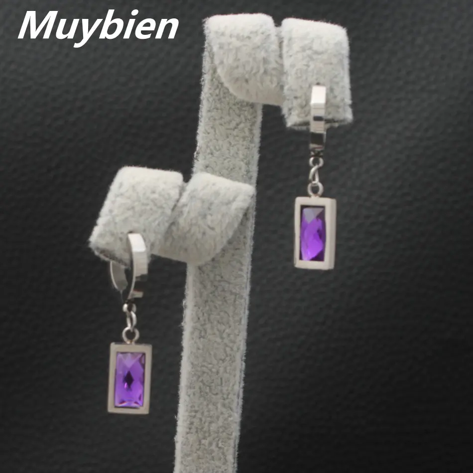 Fashion 12 Specifications Stainless steel CZ Crystal Top Quality Drop Earrings Women's Gift Jewelry Elegant Cute EASKABEP | Украшения и