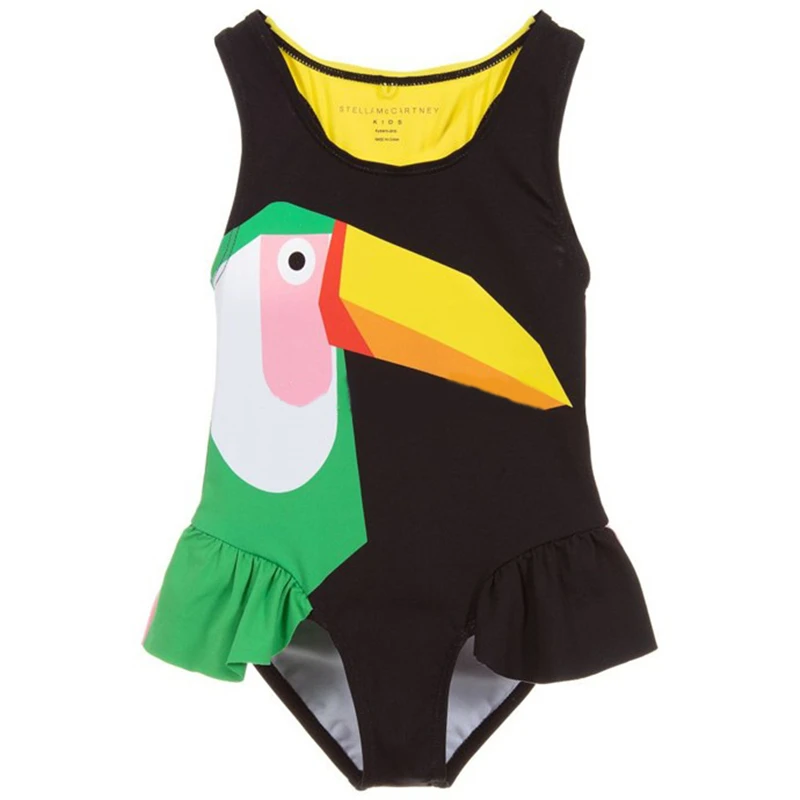 Детский купальник милый для маленьких девочек соединенный треугольник черный и