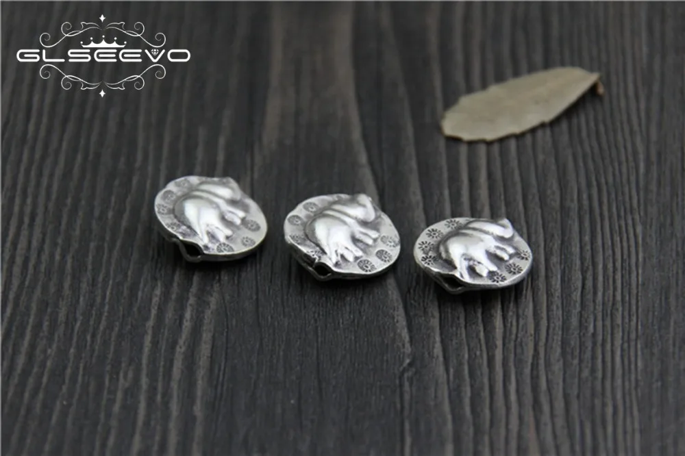 S925 серебряные шарики 5 шт. DIY браслет Цепочки и ожерелья Spacer Винтаж слон Бусины