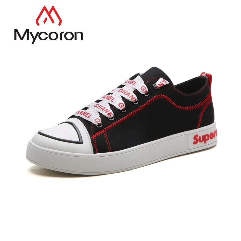 MYCORON New 2019 Spring Lace-Up Canvas Shoes Men Sneakers Luxury Fashion Black Casual Sapatenis Masculino | Обувь