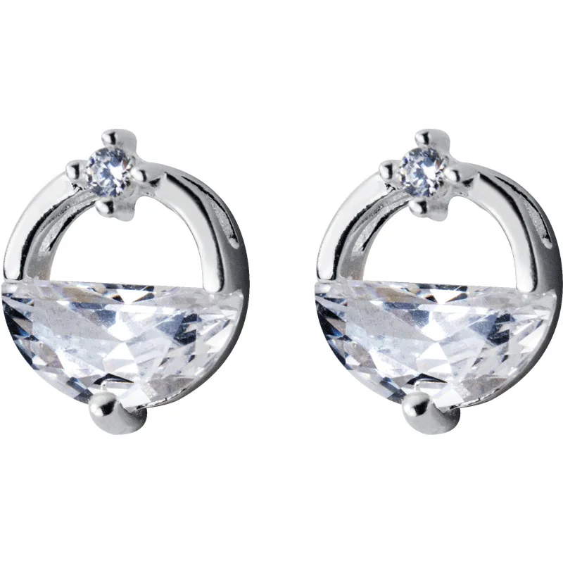 Forever Clear CZ 925 Sterling Silver Circle Round Stud Earrings with Jewelry GIFT | Украшения и аксессуары