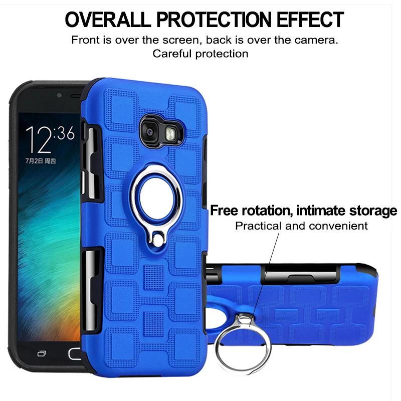Roc Joan Matte Ice Feel Case For Samsung Galaxy A7 2018 A5 2017 Armor Metal Ring Car Holder Shock Proof Silicone PC Coque |