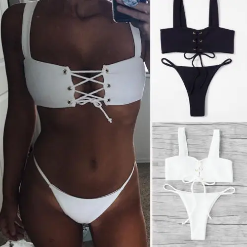 New Women Sexy Lace up Strap Bandage Bikini Set Push Up Padded Swimwear Swimsuit Beachwear | Спорт и развлечения