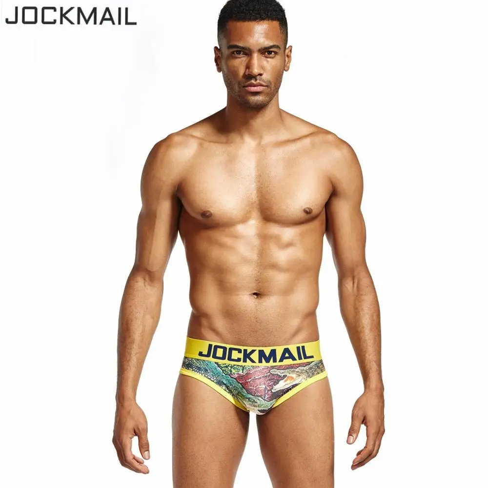 Бренд jockmail сексуальные мужские трусы брифы кальсоны слипы с принтом calcinha Cueca Gay