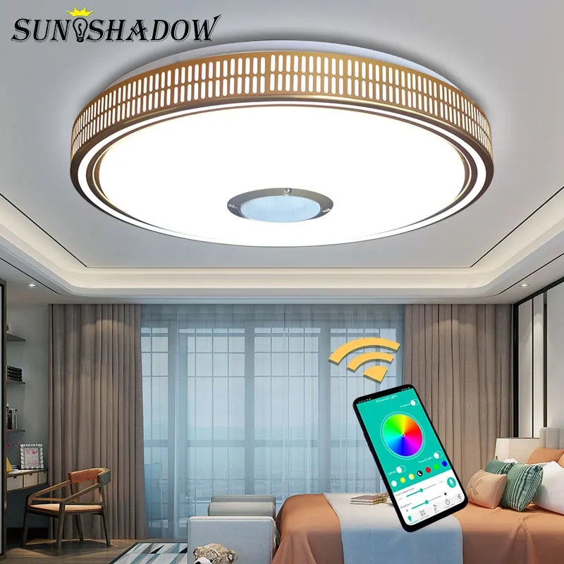 APP Bluetooth Control Ledd Ceiling Lights For Living room Bedroom Gold Body Multicolor Modern Lighting Chandelier Lamps | Лампы и